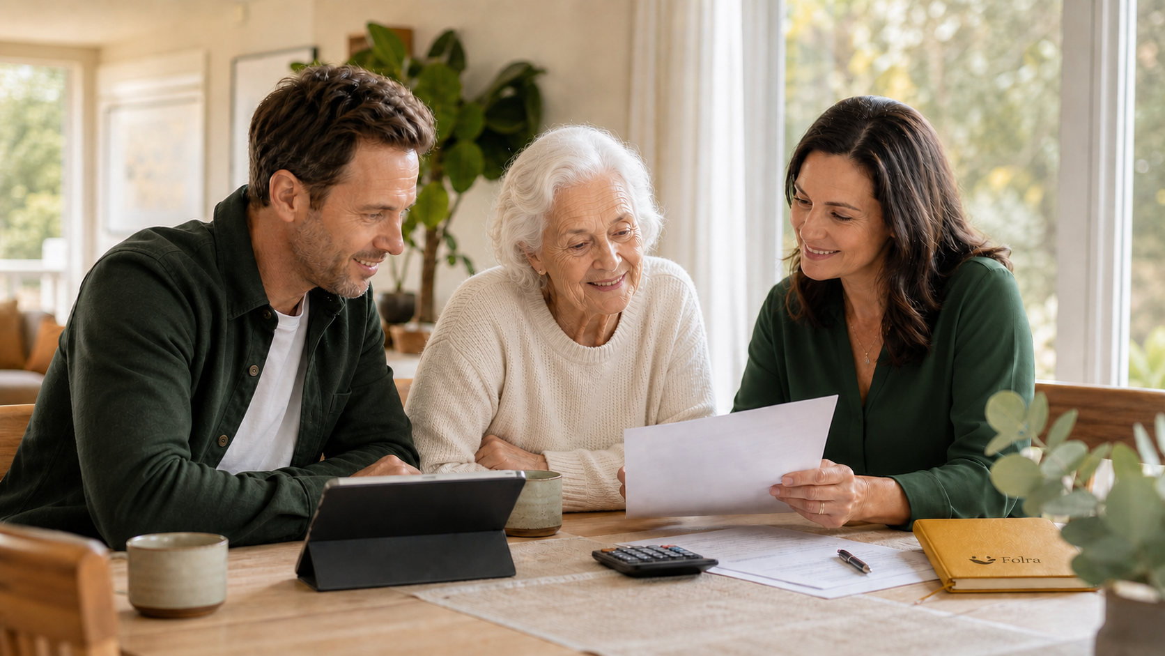Family reviewing aged care accommodation payment options together